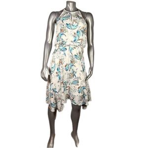 White House Black Market Blue Paisley High Low Dress